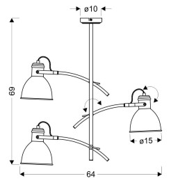 ZUMBA LAMPA WISZĄCA 3X60W E27 BIAŁY+CZARNY 33-72061