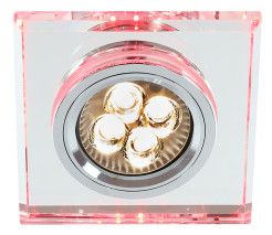 OPRAWA STROPOWA STAŁA KWADRATOWA SS-22 CH/TR+RED/PK GU10 50W+LED SMD 2,1W CZERWO 2235240