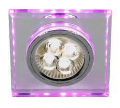 OPRAWA STROPOWA STAŁA KWADRATOWA SS-22 CH/TR+PK GU10 50W+LED SMD 2,1W FIOLETOWY 2260914
