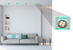 OPRAWA STROPOWA SS-22 CH/TR+GR GU10 50W+LED SMD 2,1W ZIELONY 230V CHROM STAŁA KW 2235233