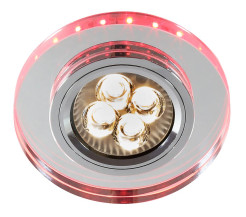 OPRAWA STROPOWA SS-23 CH/TR+RED/PK GU10 50W+LED SMD 230V CZERWONORÓŻOWY 2,1W CHR 2238241