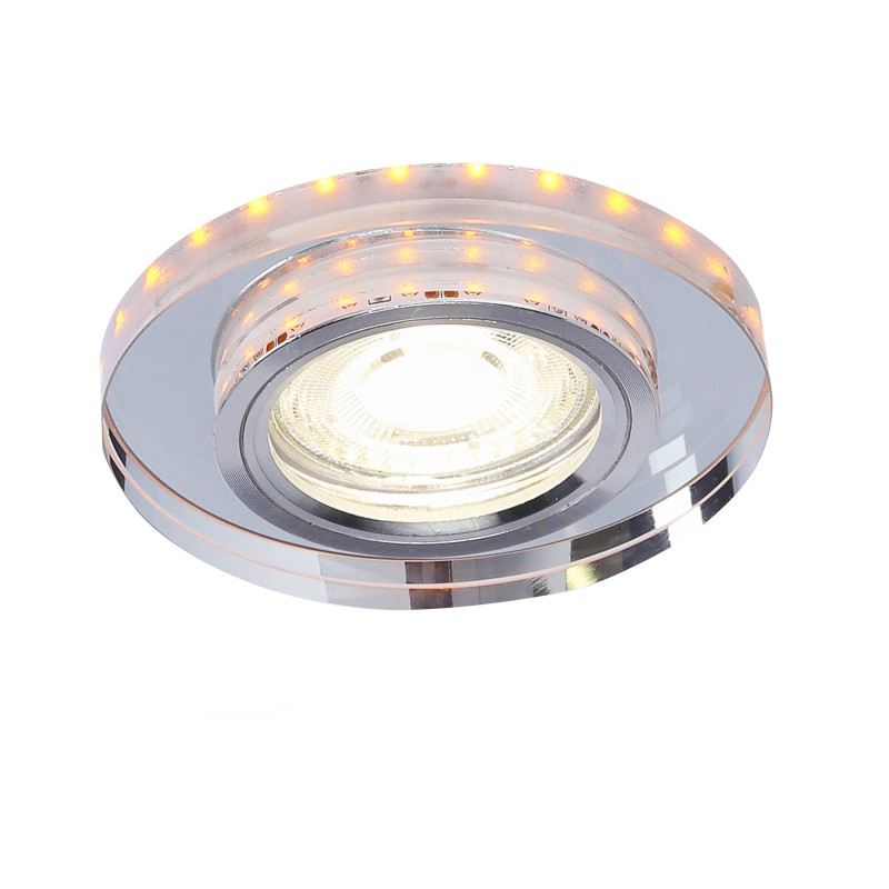 OPRAWA STROPOWA SS-23 CH/TR+AM GU10 50W+LED SMD 230V BURSZTYNOWY 2,1W CHROM STAŁ 2238234