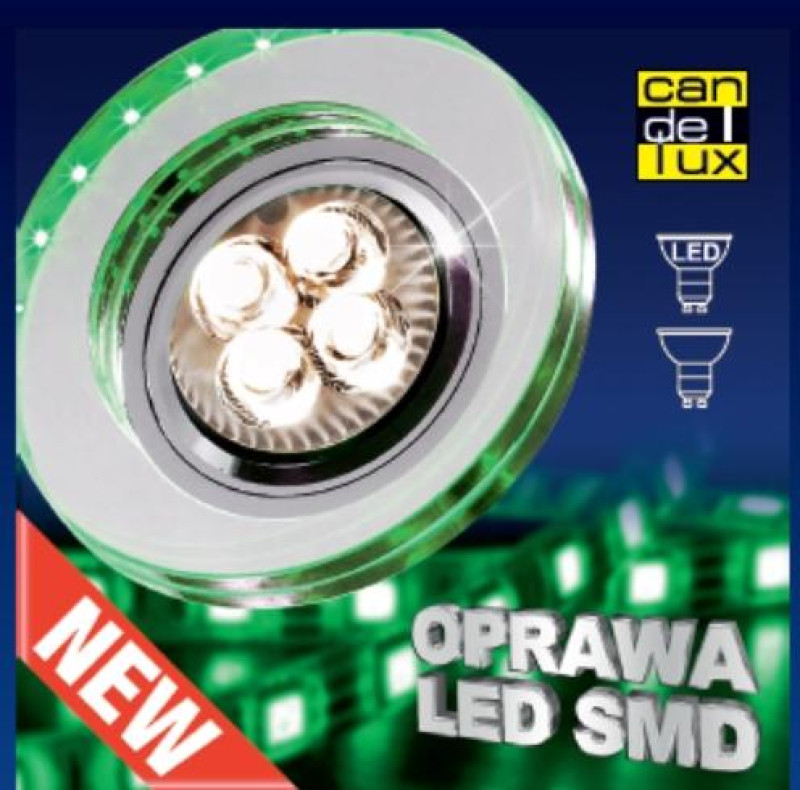 OPRAWA STROPOWA SS-23 CH/TR+GR GU10 50W+LED SMD 230V ZIELONY 2,1W CHROM STAŁA OK 2238265