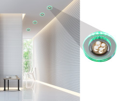 OPRAWA STROPOWA SS-23 CH/TR+GR GU10 50W+LED SMD 230V ZIELONY 2,1W CHROM STAŁA OK 2238265