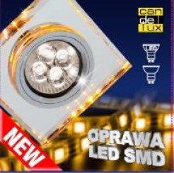 OPRAWA STROPOWA SS-22 CH/TR+AM GU10 50W+LED SMD 2,1W BURSZTYNOWY 230V CHROM STAŁ 2235226