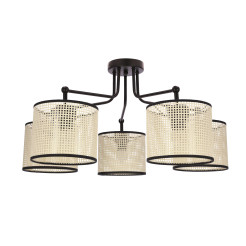 TOPI lampa wisząca czarny 5x40W E27 abażur kremowy 35-38258