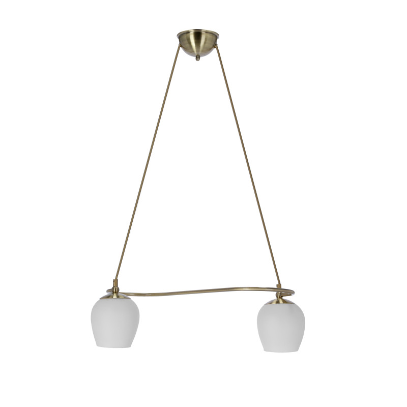 Serano lampa wisząca patynowy 2x60W E27 klosz biały 32-07360