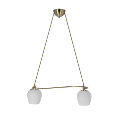Serano lampa wisząca patynowy 2x60W E27 klosz biały 32-07360