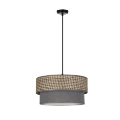 Karrara lampa wisząca czarny 1x60W E27 abażur szaro beżowy+szary 31-23865
