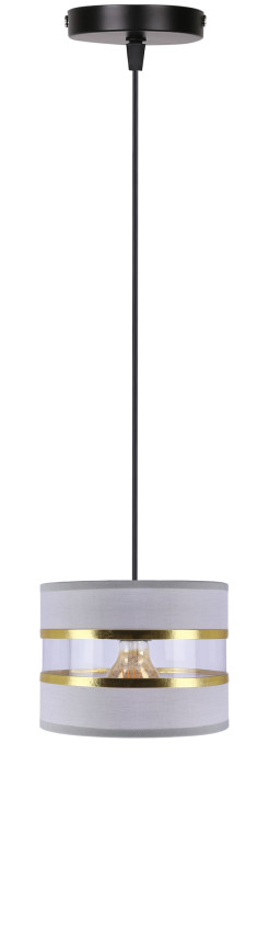 PANDY lampa wisząca czarny 1x40W E27 abażur szary+złoty 31-37718