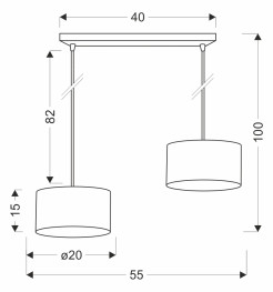 PANDY lampa wisząca czarny 2x40W E27 abażur czarny+złoty 32-37589