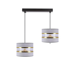 PANDY lampa wisząca czarny 2x40W E27 abażur szary+złoty 32-37633