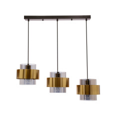 Spiega lampa wisząca czarny+mosiężny 3x60W E27 klosz dymiony 33-32027