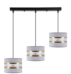 PANDY lampa wisząca czarny 3x40W E27 abażur szary+złoty 33-37657
