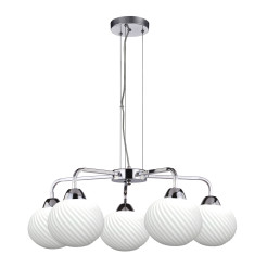 Madryt lampa wisz¹ca chrom 5x60W E27 klosz biały 35-32942