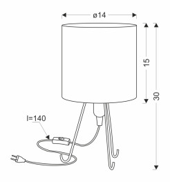 Smally lampa stołowa czarny 1x40 E14 abażur biały 41-33185