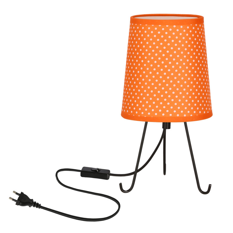 Smally lampa stołowa czarny 1x40 E14 abażur pomarańczowy w kropki 41-33260