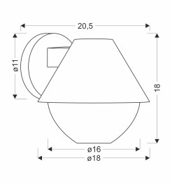 Hendera lampa ogrodowa kinkiet 20,5x17,5 czarny 1x40W E27 klosz stożek IP44 21-32256