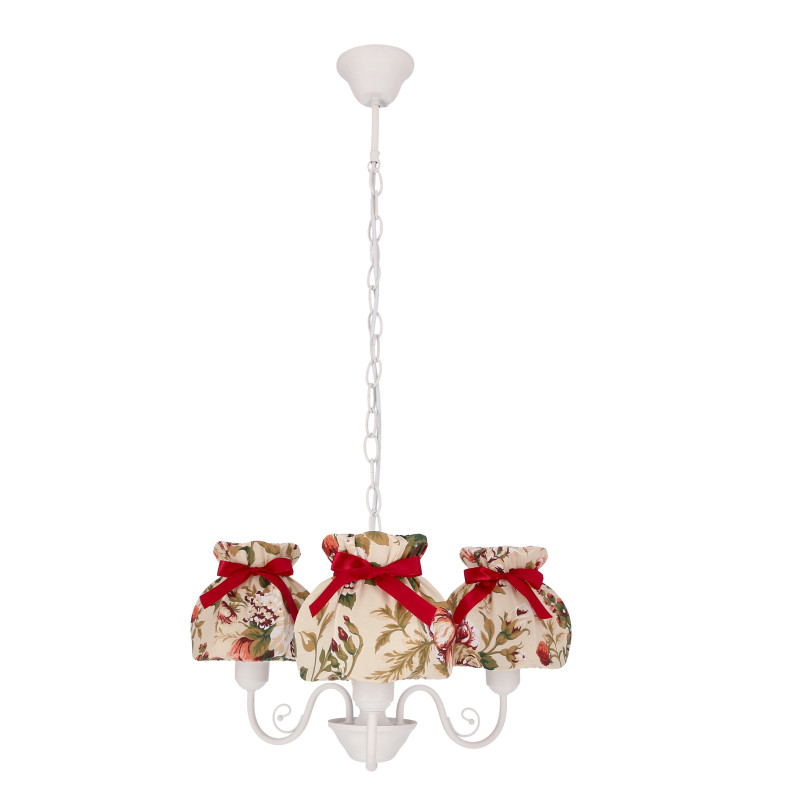ROZANO lampa wisząca biały 3x40W E27 abażur kwiatowy 33-36902