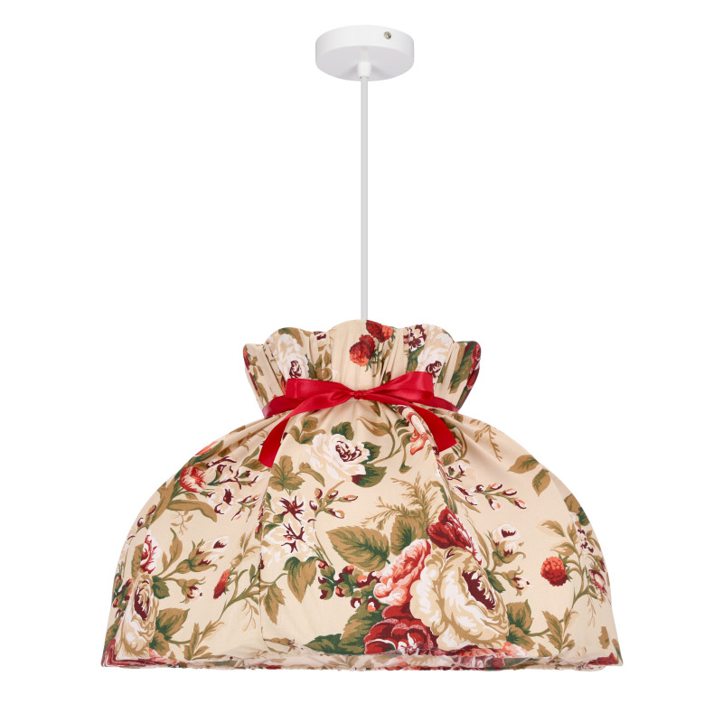 ROZANO lampa wisząca biały 1x40W E27 abażur kwiatowy 31-39392