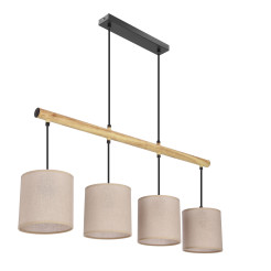 Combi lampa wisząca czarny 4x60W E27 abażur beżowy 34-38401