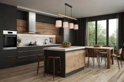 Combi lampa wisząca czarny 4x60W E27 abażur beżowy 34-38401