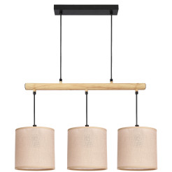 Combi lampa wisząca czarny 3x60W E27 abażur beżowy 33-39972