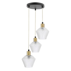 Greniko lampa wisząca talerz czarny 3x40W E14 klosz bezbarwny 33-36377