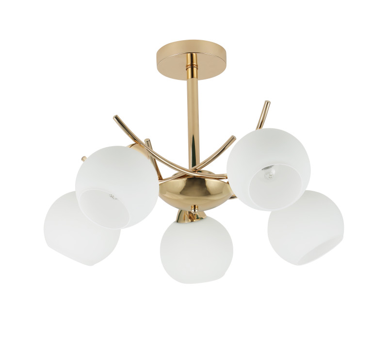 AMOS Lampa wiszaca złoty 5x40W E27 klosz biały 35-37497
