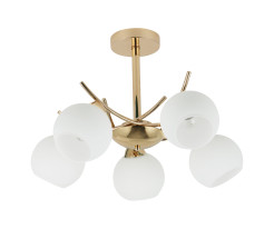 AMOS Lampa wiszaca złoty 5x40W E27 klosz biały 35-37497