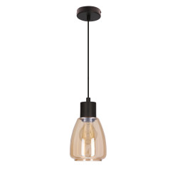 MOLDO lampa wisząca czarny 1x40W E27 klosz bursztynowy 31-35073