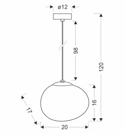 STONES lampa wisząca czarny 20cm 1x40W E27 klosz biały 31-35127
