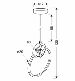 LACRIMA lampa wiszaca 20cm czarny 15W LED 3000K maskownica biała 31-35592