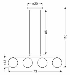 Carrine lampa wisząca drewniany 4x40W E14 klosz biały 34-37442