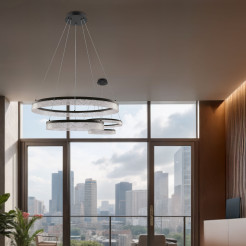 FROZI lampa wisząca czarny 38W LED 3000K kryształki bezbarwne 32-35561