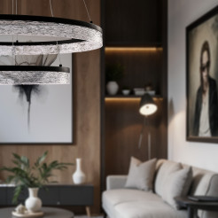 FROZI lampa wisząca czarny 38W LED 3000K kryształki bezbarwne 32-35561