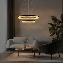 FROZI lampa wisząca czarny 38W LED 3000K kryształki bezbarwne 32-35561