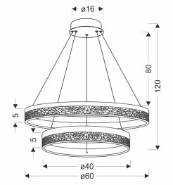 FROZI lampa wisząca czarny 38W LED 3000K kryształki bezbarwne 32-35561