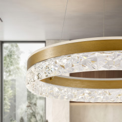 FROZI lampa wisząca złoty 32W 3000K LED kryształki bezbarwne 31-35554
