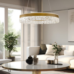 FROZI lampa wisząca złoty 32W 3000K LED kryształki bezbarwne 31-35554
