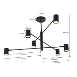 Lampa wisząca 6 czarna 6xGU10 LP-731/6P BK