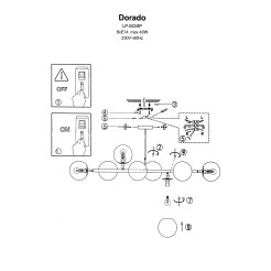Lampa wisząca czarna 8xE14 LP-002/8P BK