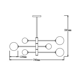 Lampa wisząca czarna 6xG9 LP-002/6P BK