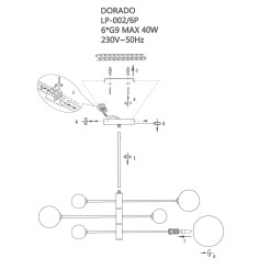 Lampa wisząca czarna 6xG9 LP-002/6P BK