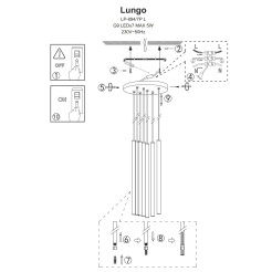 Lampa wisząca 7 złota 7xG9 LP-894/7P GD