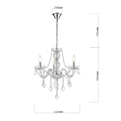 Lampa wisząca srebrna 3xE14 LP-2940/3P