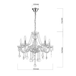 Lampa wisząca srebrna 5xE14 LP-2940/5P