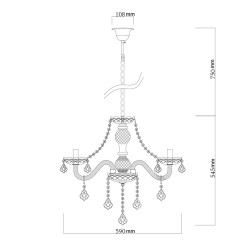 Lampa wisząca srebrna 5xE14 LP-2940/5P