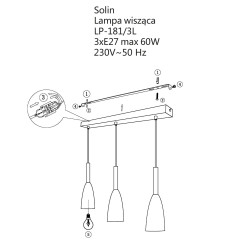 Lampa wisząca 3 szara 3xE27 LP-181/3L GR