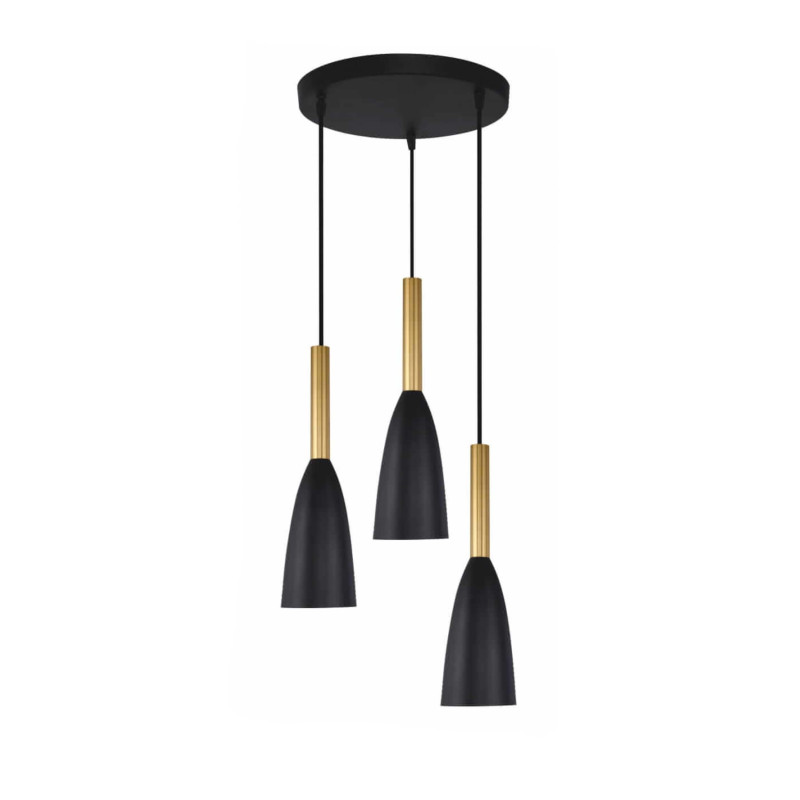 Lampa wisząca 3 czarno-złota 3xE27 LP-181/3P BK/GD